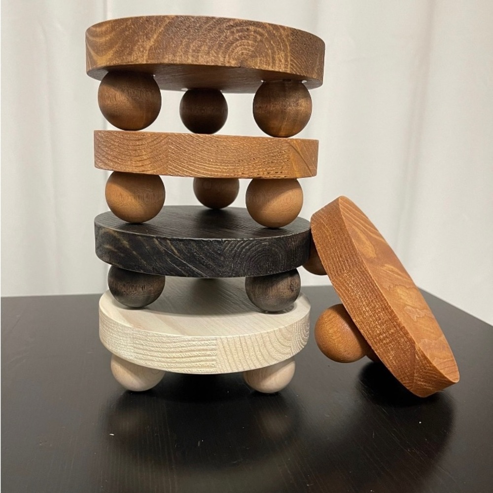 (1) Wood Round Riser/Wood Farmhouse Tray